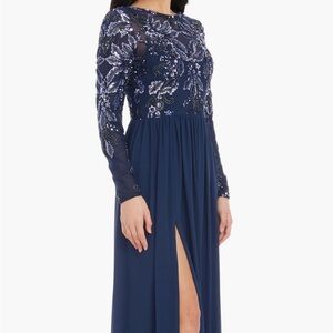 Dress the Population Navy Long Sleeve Gown